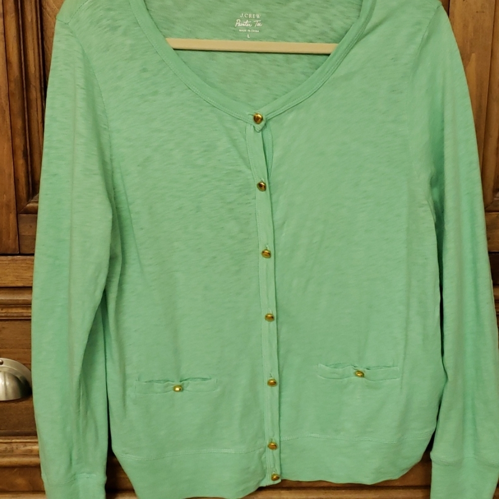 J. Crew Green Long Sleeve Top
